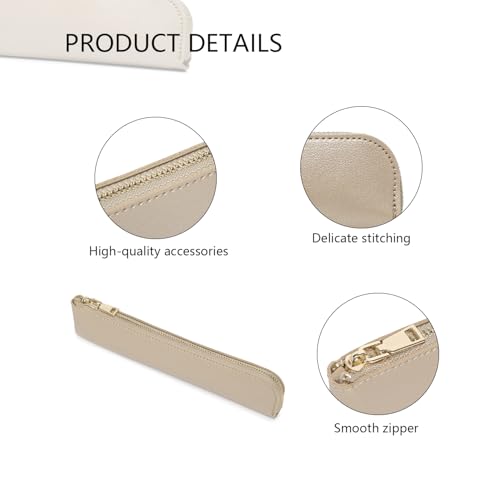 Slim Pencil Case Small Pencil Pouch Pen Case (Pearl White Tea/FL) - color: Pearl White Tea