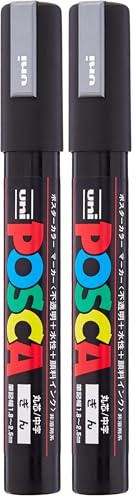 uni Posca Medium Marker, Silver (PC5M.26) (Pack of 2) - color: silver, size: 1 Count (Pack of 2)