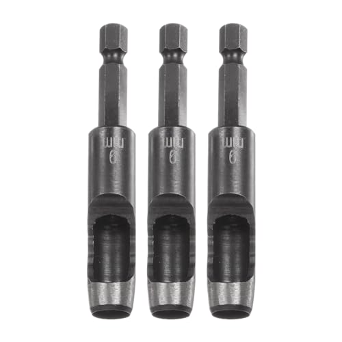 HARFINGTON 3pcs Leather Hollow Punch 1/4 Hex Shank for Drills, 9mm Dia Rotary Hole Punch for Thick Fabrics Leathercraft Working - size: 9mm