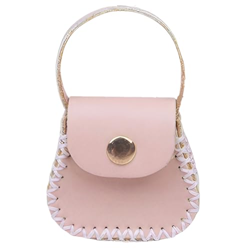 CALFOVERA DIY Genuine Leather Purse Making Kit for Women Handbag Mini Coin Bag Sewing Set Handmade Small Purse Crochet Knitting Supplies for DIY Birthday Bridal Wedding Gift(Pink) - color: pink