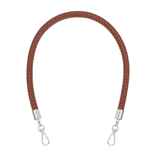 PATIKIL Braided Purse Straps 62cm / 24", PU Leather Handbag Handles Replacement with Silver Buckle for DIY Purse Handbag Tote Making Accessories, Brown - color: Brown, size: 24 Inch