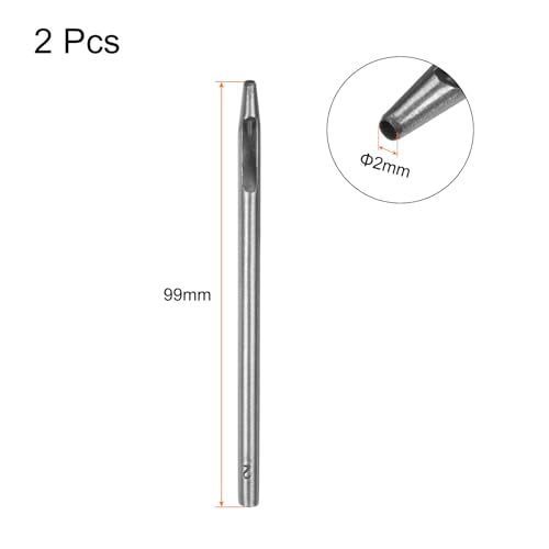 HARFINGTON 2pcs Hollow Punch for Leather 2mm Round Hole Punch Tool for Belt Puncher Carbon Steel Single Punch for Watch Belt Cut Leather Craft Rubber Paper Fabric Plastic Soft Material - size: 2mm