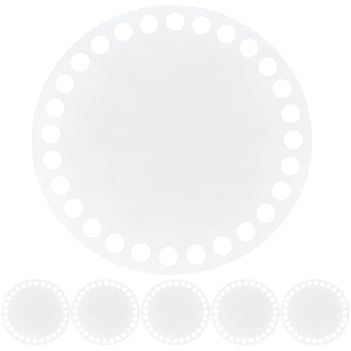 CRASPIRE 6Pcs Acrylic Crochet Basket Bottom Weaving Board 4 Inch Round Clear Front Back Panel Board Knitting Shaper Bag Making Supplies Pad Round Circle with Holes for DIY Crochet Handbag Accessories