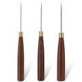 Diudus 3 Sizes Sewing Awl Tool, Leather Sewing Awl with Wooden Handle - color: 3 Pack Wood Color (Different Sizes)