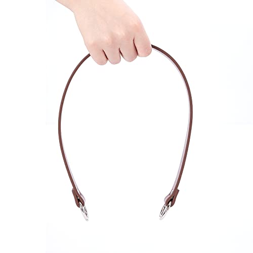 PH PandaHall 2pcs Leather Purse Strap, 22.4" Shoulder Bag Strap Replacement Short Handbag Bag Strap with Platinum Gate Ring for DIY Handbag Bucket Bag Tote Purse Repair, 0.8" Wide, Brown - color: Light Khaki