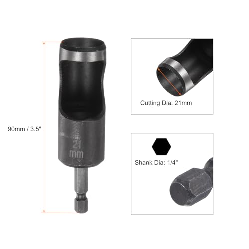 HARFINGTON 3pcs Leather Hollow Punch 1/4 Hex Shank for Drills, 21mm Dia Rotary Hole Punch for Thick Fabrics Leathercraft Working - size: 21mm