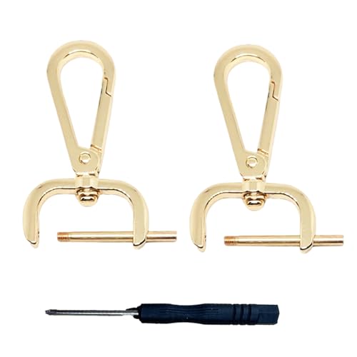 NIIIYTYB 2Pcs Snap Hook Swivel Clasp Set 1 Inch Detachable Carabiner Hooks with Screwdriver D Ring Keychain Clips Bag Strap Hardware for Purses Crossbody Bags Key Fobs Pet Collars(Gold) - color: gold, size: 1 inch