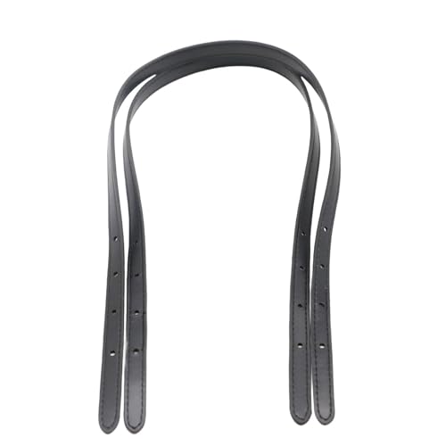 1 Pair 0.5 inch Wide Cowhide Leather Replacement Handles Pebble Purse Straps for Tote Bags Shoulder Bags - color: Matt Black