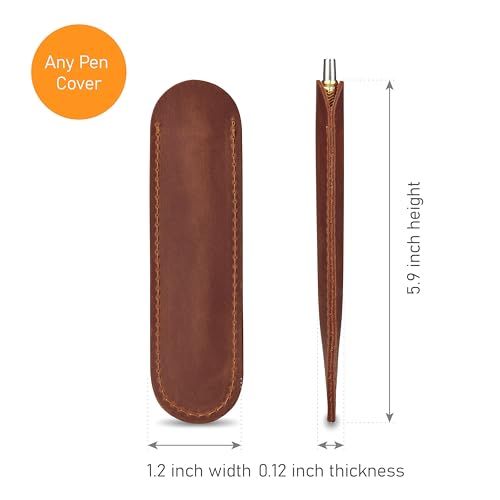Leather Pen Case, Single Pen Pouch Cover, Fountain Pen Sleeve Holder (Cognac) - color: Cognac