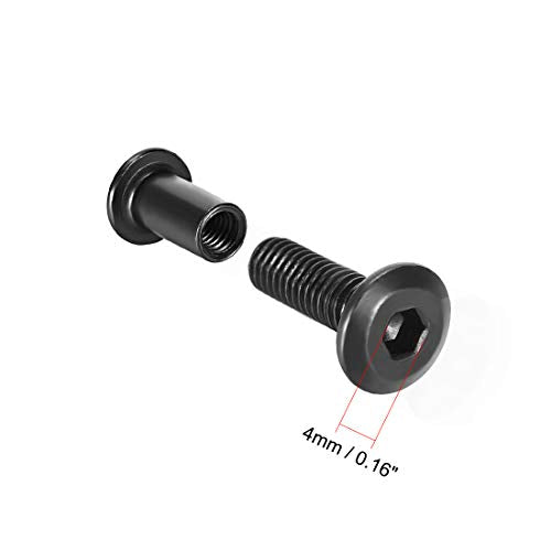 uxcell Screw Post Fit for 5/16"(8mm) Hole Dia, Male M6x10mm Belt Buckle Binding Bolts Leather Fastener Carbon Steel Black 10 Sets - size: 10mm