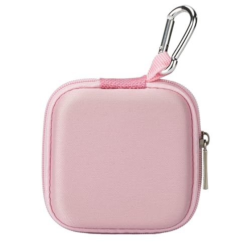 Ginsco Mini-Portable Hard Shell Square Earbuds Case for Apple EarPods/Samsung Galaxy Wired/Wireless Earbuds, Cell Phone Accessories Organizer with Carabiner for Earphones - color: Pink, size: Slim