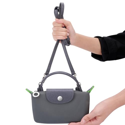 Purse Straps Replacement, Leather Handbag Crossbody Shoulder Strap Kit Adjustable for Mini Longcamp Tote Bag Women - color: Gray