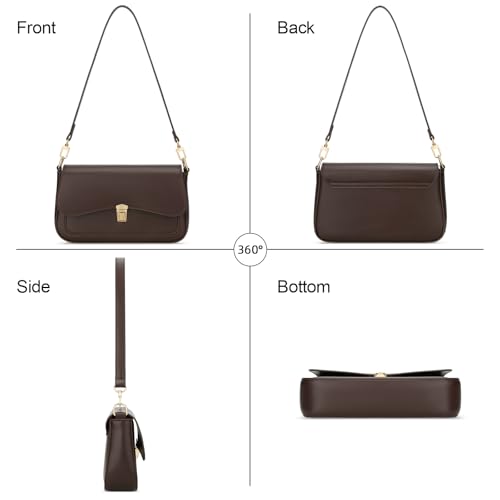 KKXIU Small Shoulder Bag for Women Cute Hobo Handbags Mini Clutch Purses | Classic Trendy Retro Underarm Crossbody Bag with Detachable Straps, Zipper Closure - color: Coffee