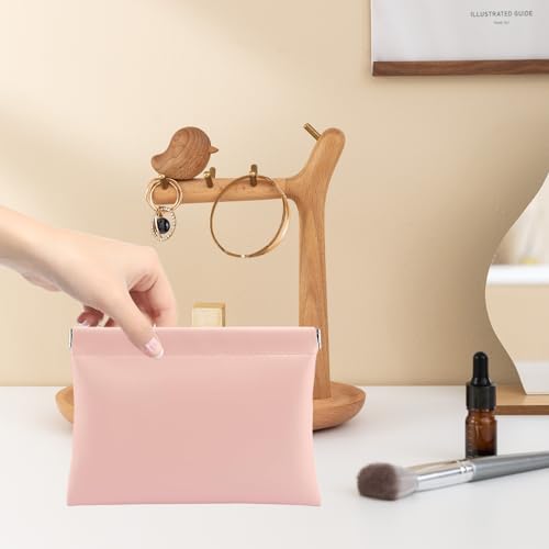 2 PCS Small Makeup Bag for Purse, Coin Purse Lipstick Cosmetic Accessories Organizer, Mini Portable Leather Cosmetic Bags for Women, Small Travel Kit Storage Pouch (2 Medium), LQB-CB - color: Mixed Color 3
