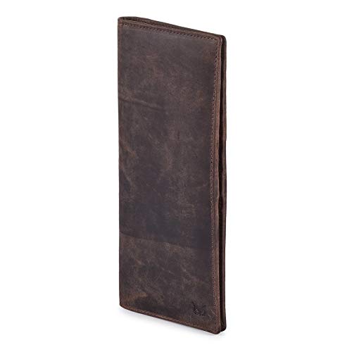 Long Wallet for Men Women Leather Slim Bifold RFID Blocking Card Holder | Real Top Grain Leather, Stylish 18 Credit Card Slots, 2 ID Windows, 2 Currency Sleeves, Gift Box, (Coffee, Crazy Horse) - color: Coffee Crazy Horse