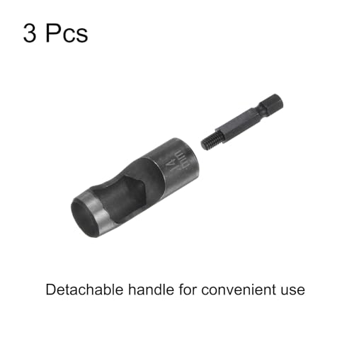 HARFINGTON 3pcs Leather Hollow Punch 1/4 Hex Shank for Drills, 14mm Dia Rotary Hole Punch for Thick Fabrics Leathercraft Working - size: 14mm