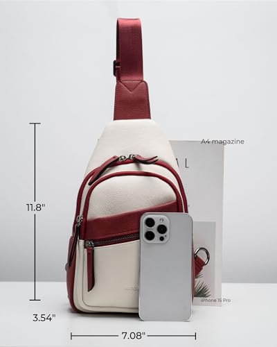 Alldaily Large Sling Bag for Women Crossbody Purse Leather Fashionable Trendy Chest Bag for Travel, Fanny Pack (Red&White) - color: Red With White