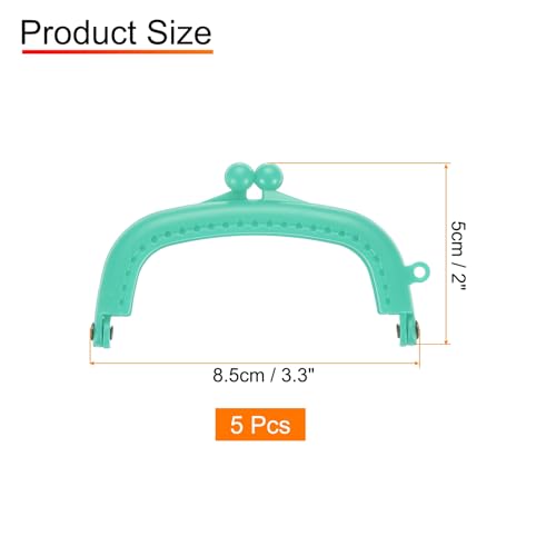 uxcell 5 Pcs Plastic Purse Frame, 8.5cm/3.3" Retro Arch Kiss Lock Clasp Frame Embossed for Purse Making, Handled Bag, Coin Bag Clutch Bag, Frame Hardware Replacements (Light Blue) - color: Light Blue