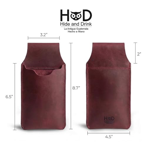 Hide & Drink, Waist Phone Holder Pouch, Accessory Bag, Soft Case for Work & Outdoors Essentials, Full Grain Leather Handmade - color: Sangria