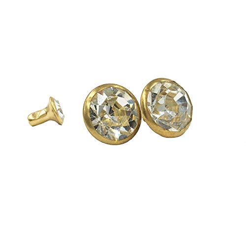 100 Sets Cz Colorful Crystal Rivets Silver Color Spots Studs Double Cap for DIY Leather-Craft (Gold Cover Clear Stone, 6MM) - color: Gold Cover Clear Stone, size: 6MM
