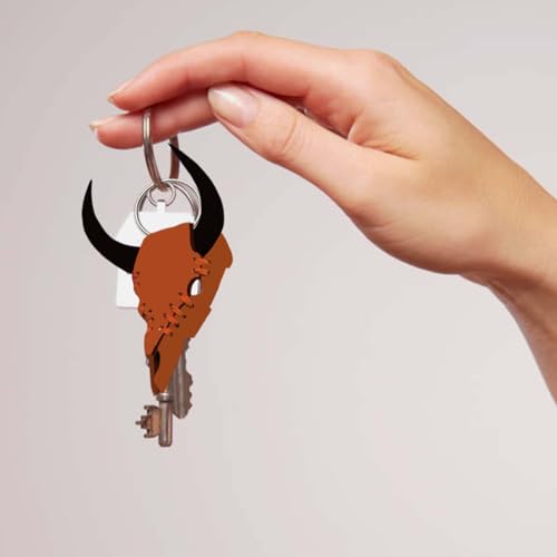 SUPERDANT Cow Skull Pendant Leather Die Animal Keychain Decor Wooden Die Cutter Leathers Cutting Dies DIY Art Crafts Leathers Dies Cutter for Men Women Leather Making for Handmade Lover Gifts - style: Cow Skull Keychain
