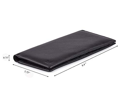 Long Wallet for Men Women Leather Slim Bifold RFID Blocking Card Holder | Real Top Grain Leather, Stylish 18 Credit Card Slots, 2 ID Windows, 2 Currency Sleeves, Gift Box, (Black, Nappa) - color: Black Nappa