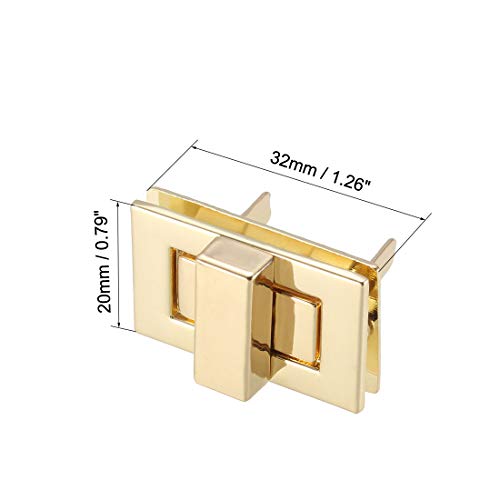 uxcell Rectangular Purses Twist Lock 32mmx20mm Clutches Light Gold 1 Set