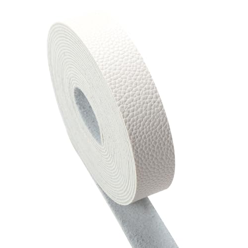 picheng Faux Leather Strap 1 Inches Wide Lychee Texture Leather Straps for Crafts, 200 Inches Long Faux Leather Strips - color: White