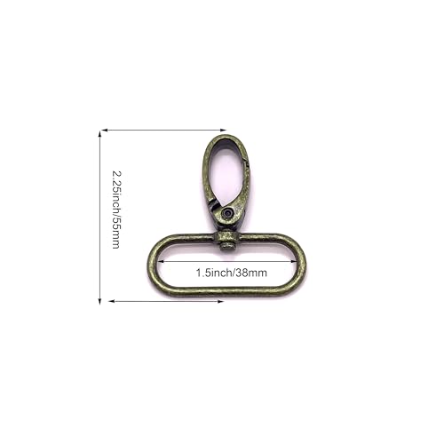 1-1/2 inch Swivel Lobster Clasps Metal for Purses Bag Hardware | 10pcs 1.5 inch Swivel Snap Hooks for Handbag Backpack Dog Collars Webbing Keychain Lanyard Strap Craft Making Antique Bronze - color: Antique Bronze