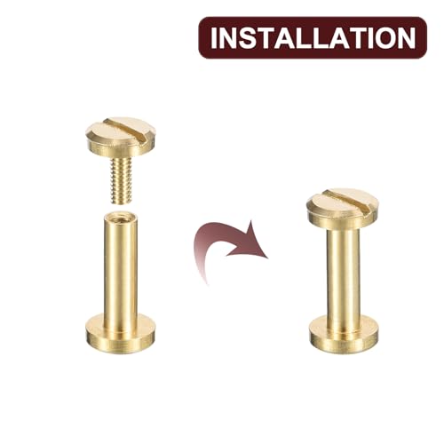 uxcell 30Pack Brass Chicago Screws, 10x6mm Flat Head Screw Back Binding Post Nail Stud Rivets Fastener for DIY Leather Craft Belt Strap - size: 10x6mm