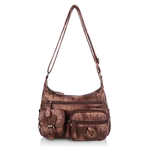 Angel Barcelo Cross body Shoulder Bag Women Soft PU Leather Purses and Handbags - color: Fashion Brown