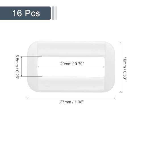 uxcell 16Pcs Plastic Rectangle Ring, Rectangle Slide Buckle, Webbing Belt Buckle Slide Loop for DIY Backpack Purse Strap - color: Transparent, size: 1"