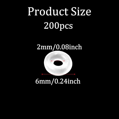 200PCS 2mmx6mm Transparent Silicone O Rings, Stopper Spacer Beads for Jewelry Making, Anti-Slip Locating Rings for DIY Bracelet Necklace Craft Accessories - color: Transparent