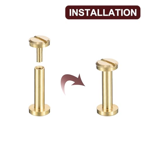 uxcell 30Pack Brass Chicago Screws, 12x6mm Flat Head Screw Back Binding Post Nail Stud Rivets Fastener for DIY Leather Craft Belt Strap - size: 12x6mm