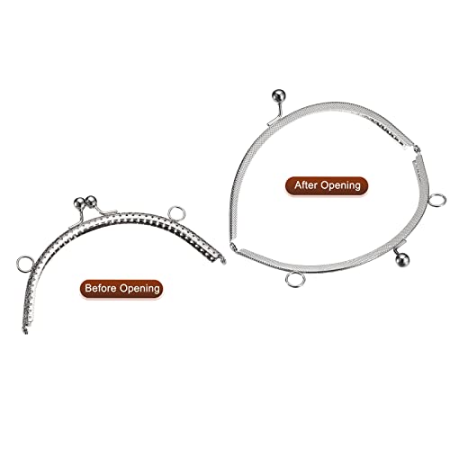 uxcell 4pcs Metal Purse Frame, 6" Kiss Lock Clasp Frame Rectangle Embossed Clutch Frame Handles for Coin Purse Sewing Bag Making DIY Leather Craft, Silver - color: Silver, size: 6"
