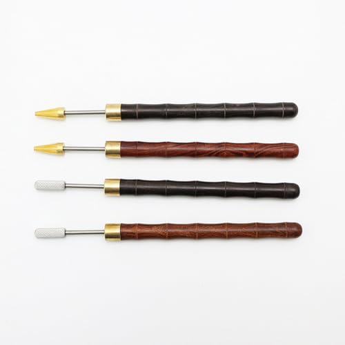 tooloflife Leather Edge Printing Tool Wood Handle Edge Dye Roller Oil Pen for Leather Edge Dressing Edge Kote Leather Touch Up Pen Home DIY Leather Craft (Black, Brass)
