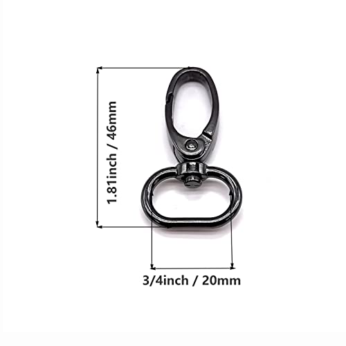 Goyunwell 3/4 inch Metal Swivel Snap Hooks Gunmetal 20pcs for Purses Bag | 20mm Swivel Lobster Clasps for Handbag Backpack Crossbody Bag Dog Collars Hardware Keychain Lanyard Strap Craft Making - color: Gunmetal, size: 3/4 inch