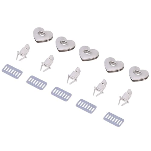 MOPFOL Heart-Shaped Twist Locks 5 Sets - Zinc Alloy Bag Clasps for Leather Handbags, Decorative Purse Hardware with Turn Lock Design(Silver) - color: Silver