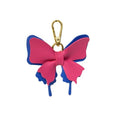 Women's Leather Bow Keychain, Stylish Multi-Color Bag Charm with Lobster Clasp, Cute Purse/Key Accessory - color: Pinkblue