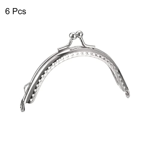 uxcell Metal Purse Frames - 3.35" 6Pcs Kiss Lock Clasp Frame Arch Embossed Clutch Frame Handles for Coin Purse Sewing Bag Making DIY Craft, Silver Tone - size: 3.35"