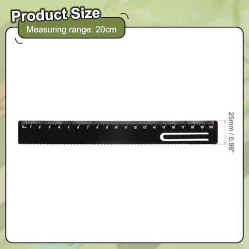 HARFINGTON 3pcs Straight Ruler 20cm Metric Metal Aluminum Alloy Measuring Bookmark Clip Ruler Scale Tool for Measure Study Reading Classroom Office, Black - color: Black, size: 20cm