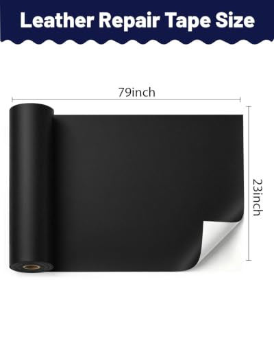 BOUYEER Leather Repair Patch Tape Kit,Self Adhesive Leather Repair for Sofa，Car Seat,Office Chair,Furniture,Jacket,Waterproof Strong Adhesive Vinyl Repair Kit. 23 in x 79 in,Fine Grained Black - color: Fine Grained Black, size: 23 in x 79 in