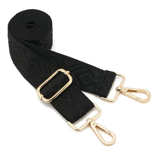 Wide Shoulder Strap (Solid),Adjustable Replacement Belt Crossbody Canvas Bag Handbag - color: Jx1black