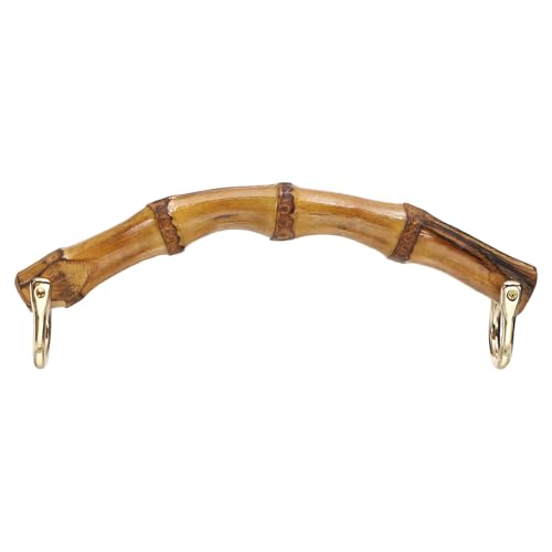 uxcell Bamboo Purse Handle, 6.3" U-Shaped Handbag Handle with D Ring, Replacement Decorative Handbag Strap for Crochet Beach Straw Bag Making, Brown - size: 6.3"