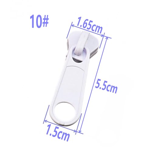 #10 White Pulls for Resin Plastic Zipper for Jacket Luggage Purses Bag Bulk | Leekayer 15PCS Large Sliders for White Metal Slider for Zipper Repair - color: White, size: #10-Single Pull