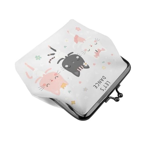 Kiss-lock Coin Purse for Women Change Purses Cute Small Coin Pouch Tiny Coin Wallet (Dance Cats) - color: Dance Cats