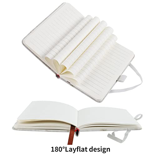 2Pack Pocket Notebook Small Notebook Journal Notebook 4 inches x 5.7 inches 200 Pages Leather Cover With Pen Holder Page Marker Ribbons (Marble) - color: Marble