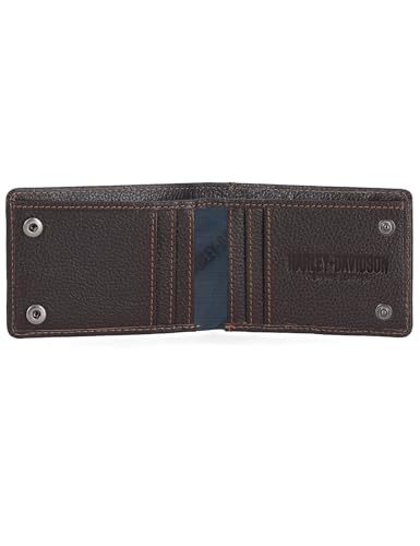 Harley-Davidson Men's Genuine Leather Rfid Blocking Wallet - color: Brown (Slim Front Pocket Billfold)