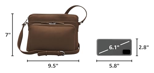 ili New York Genuine Leather Crossbody Bags for Women - Premium RFID Blocking Shoulder Bag Organizer with Adjustable Strap - color: Toffee