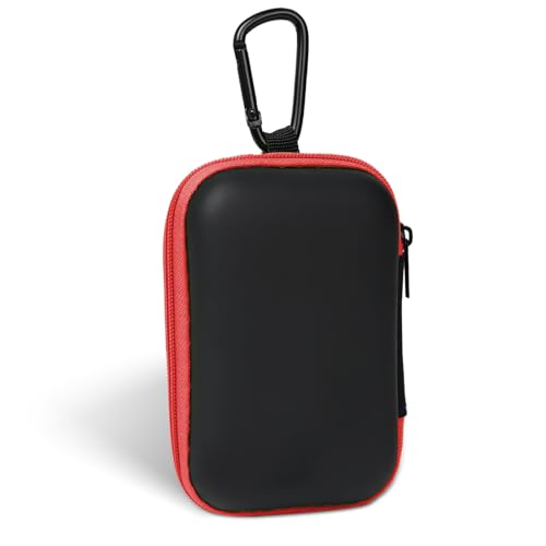 Earbud Case Portable EVA Storage Bag Cell Phone Accessories Organizer with Carabiner for Wired/Wireless Earphone, Earbud, Earpieces, SD Memory Card, Camera Chips, Tech Pouch, Rectangle, Red - color: D6-Red